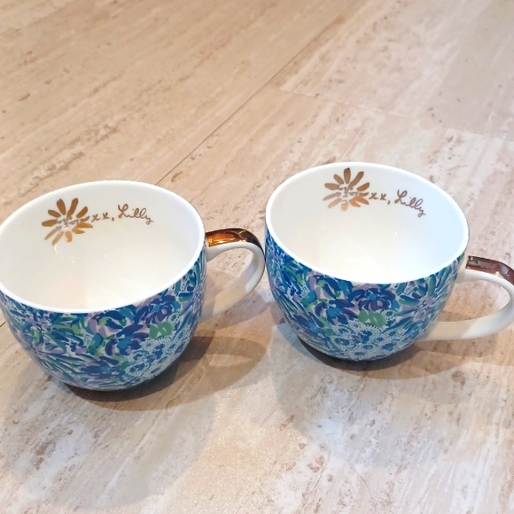 Lilly Pulitzer Other - Lilly Pulitzer Set of Two "Lion Around" Blue Ceramic Mugs